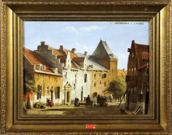 Ruelle Animee Oil Painting by Jan Weissenbruch
