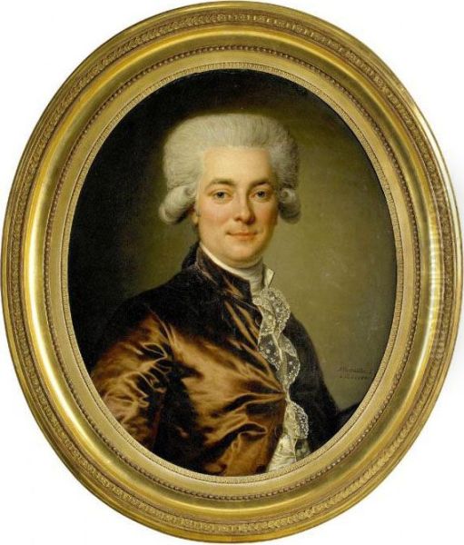Portratt Av Commerseradet Conradi I Sidenrock Och Spetskras - Midjebild Oil Painting by Adolf Ulrik Wertmuller