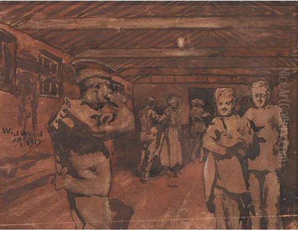 At The Station - Off To War Oil Painting by William John Wood At The Station - Off To War Oil Painting by William John Wood