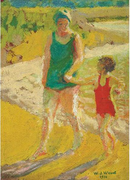 Mother And Child Bathing Oil Painting by William John Wood Mother And Child Bathing Oil Painting by William John Wood