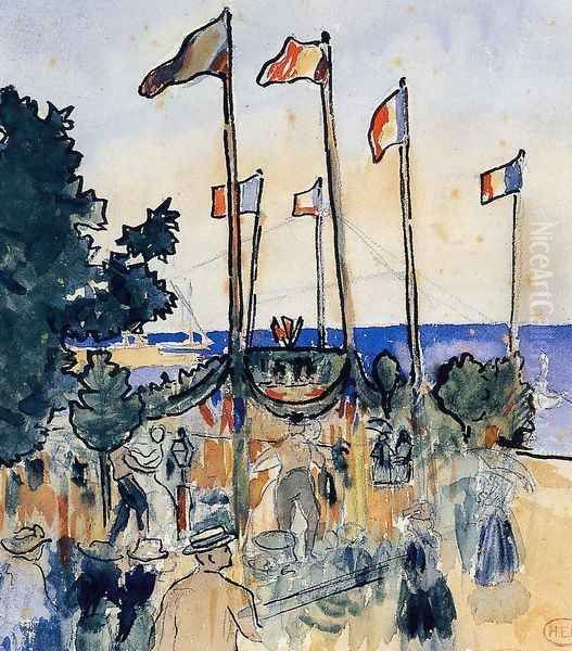 The Fourth of July by the Sea Oil Painting by Henri Edmond Cross