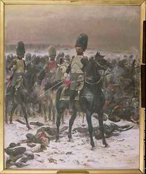 Horse Guards at Eylau Oil Painting by Jean Baptiste Edouard Detaille