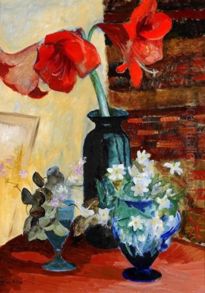 Amaryllis Och Varblommor Oil Painting by Isaac Grunewald