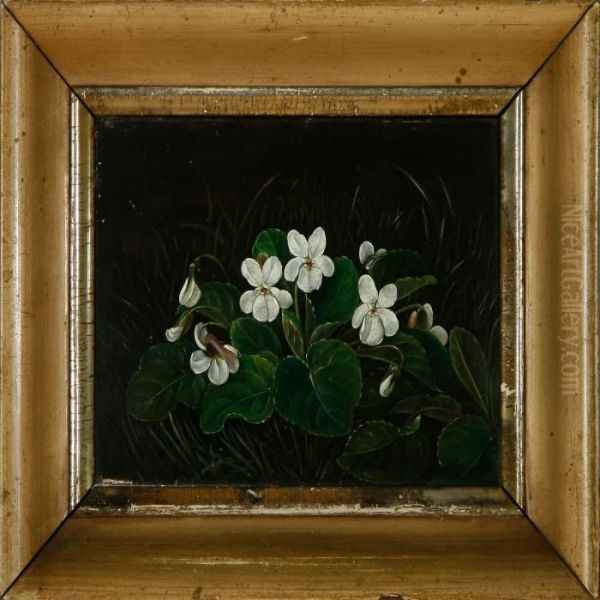 Violets In The Grass Oil Painting by I.L. Jensen