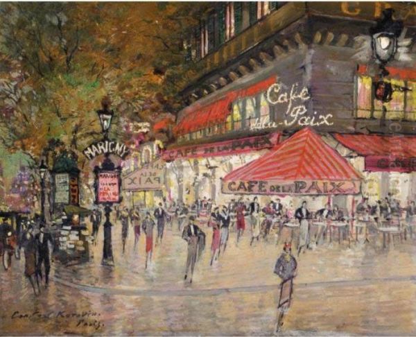 Place De L'opera Oil Painting by Konstantin Alexeievitch Korovin