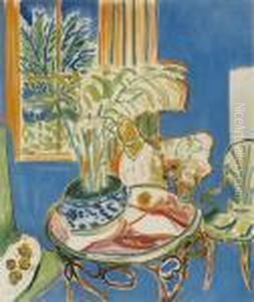 Little, Blue Interior Oil Painting by Henri Matisse
