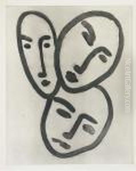 One Plate, From Trois Tetes. A L'amitie (duthuit & Matisse 826) Oil Painting by Henri Matisse