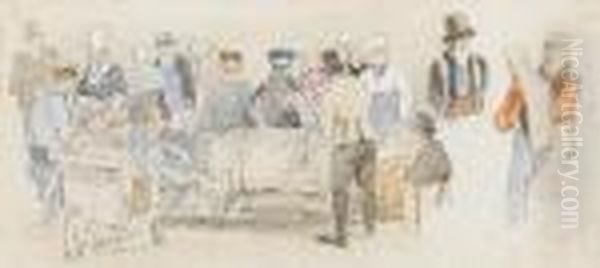 Seven Figure Studies, Within Five Frames Oil Painting by Samuel Prout