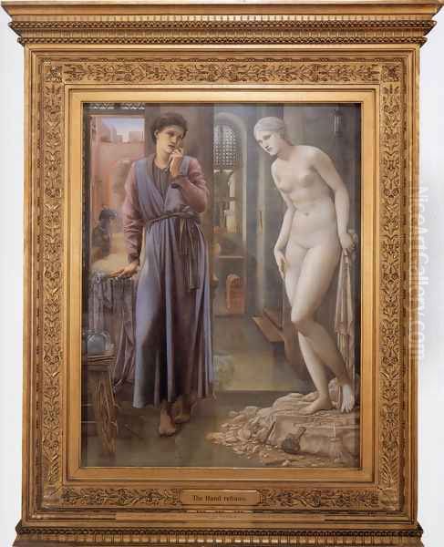 Pygmalion And The Image: II The Hand Refrains Oil Painting by Sir Edward Coley Burne-Jones