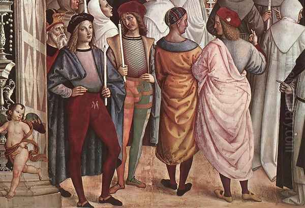 Pope Aeneas Piccolomini Canonizes Catherine of Siena (detail) 1502-08 Oil Painting by Bernardino di Betto (Pinturicchio)
