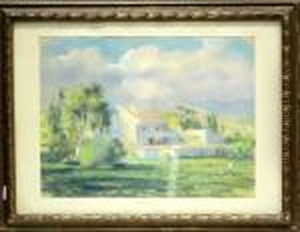 Paisaje Con Casa Oil Painting by Pere Borrell del Caso