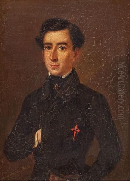 Retrato De Un Caballero De La Orden De Santiago Oil Painting by Jose Castelaro y Perea