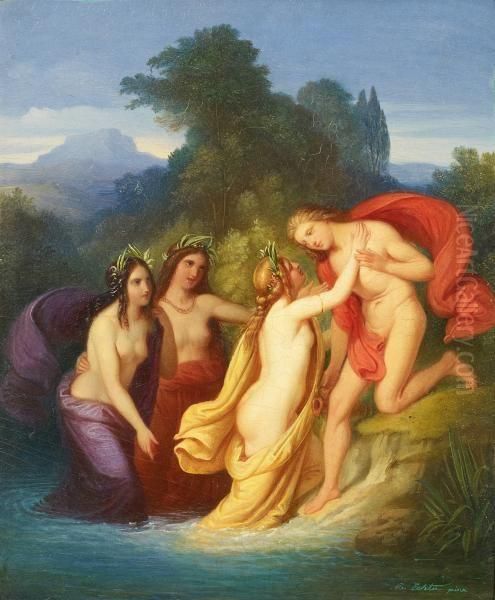 Hylas And The Nymphs Oil Painting by Michael Echter