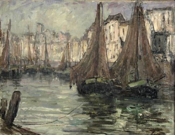 Segelboote Im Hafen Oil Painting by Toni Elster