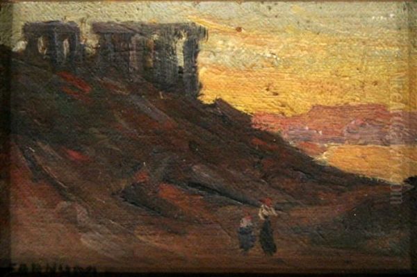 Figures On A Path Oil Painting by Herbert Cyrus Farnum