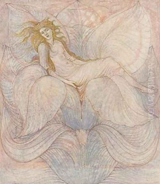 The Heart of the Lotus Oil Painting by Sir Edward Coley Burne-Jones
