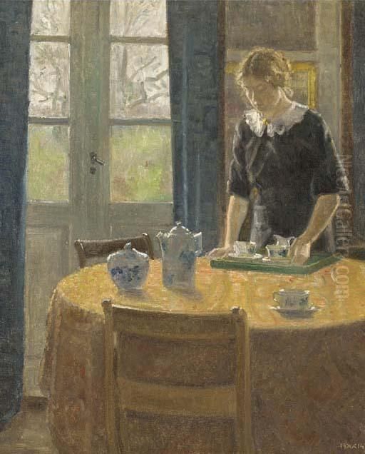 Clearing Away After Tea Oil Painting by Viggo Svend Madsen Clearing Away After Tea Oil Painting by Viggo Svend Madsen