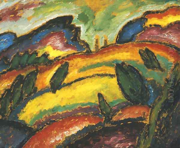 Hills (Hugel) Oil Painting by Alexei von Jawlensky