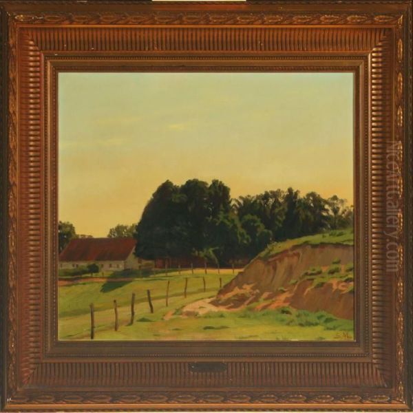 Summer Landscape By A Farm Oil Painting by Soren Munkedal