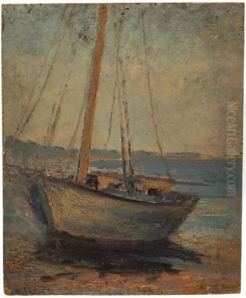 Beached Boat Oil Painting by May Paine
