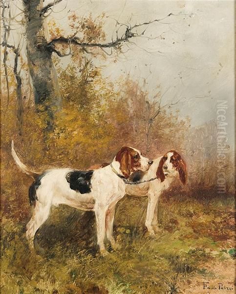 Segugi Tra I Boschi Oil Painting by Franco Paolo Palizzi