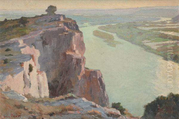 Falaises Surplombant Une Riviere Oil Painting by Loys Prat