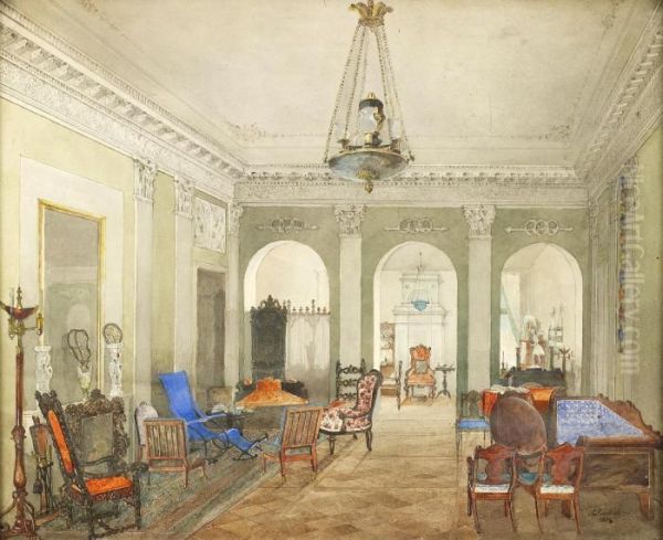 Interior Oil Painting by Andrey Nikolaevich Rakovich