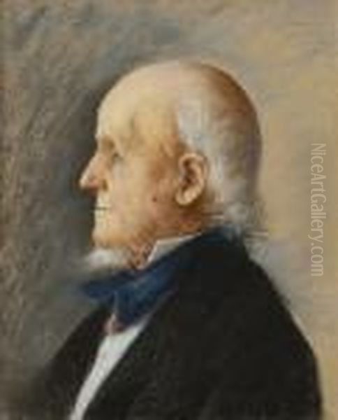 Portrait D'un Vieil Homme De Profil Oil Painting by Jean Jacques Scherrer