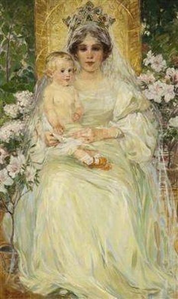 Madonna Oil Painting by Vorlova Vlckova Zdenka