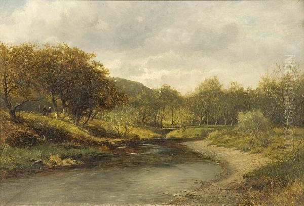 Near Brecon On The Usk Oil Painting by David Bates