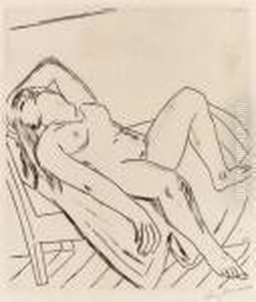 Reclining Figure Oil Painting by Max Beckmann