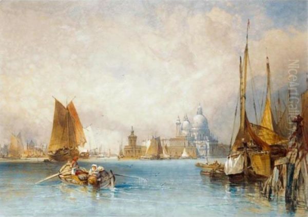 Santa Maria Della Salute And The Dogana, Venice Oil Painting by William Callow