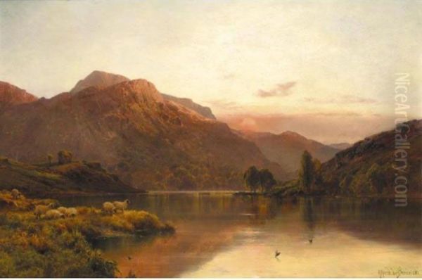 Departing Day Near Blair Atholl Oil Painting by Alfred de Breanski