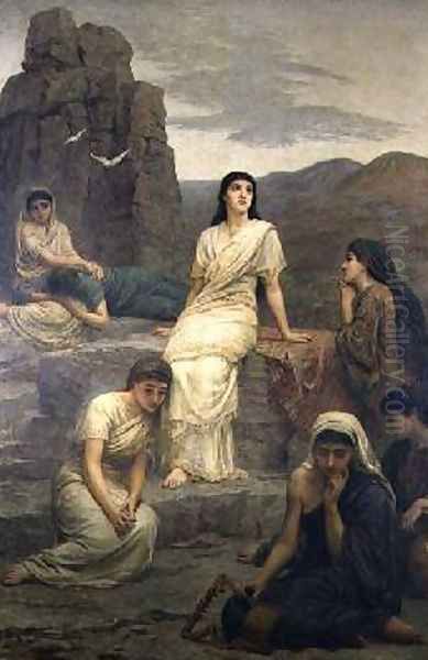Jephthahs Vow In the Wilderness 1885 Oil Painting by Edwin Longsden Long