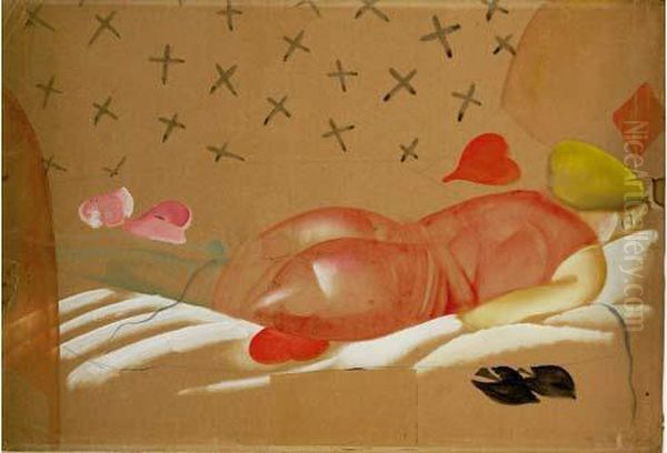 La Dormeuse Aux Cartes, Circa 1920 Oil Painting by Boris Dmitrievich Grigoriev