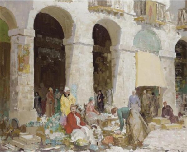 Les Arches, Dieppe Oil Painting by William Lee Hankey