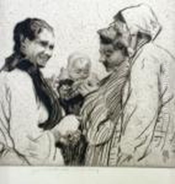 Women And Child Oil Painting by William Lee Hankey