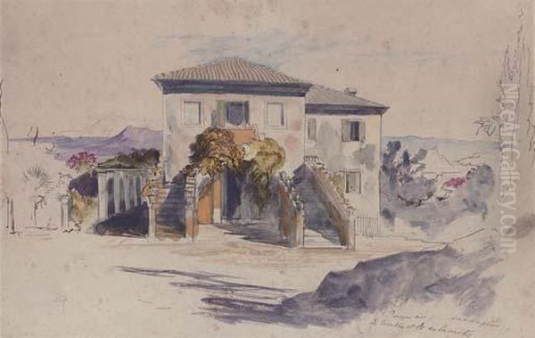 A Summer Retreat In Sicily Oil Painting by Edward Lear