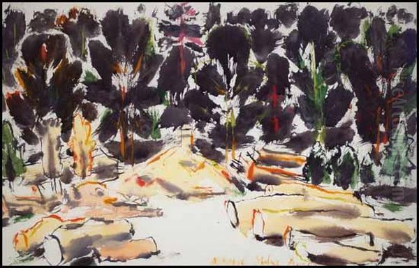 Elm Logs Oil Painting by David Brown Milne