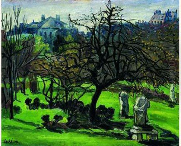 Statue Antique Dans Un Jardin Oil Painting by Jean Peske