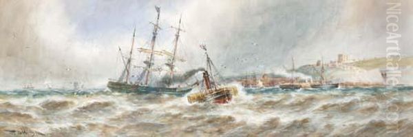 Off The French Coast Oil Painting by Thomas Bush Hardy
