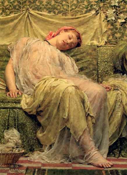Work Basket Oil Painting by Albert Joseph Moore