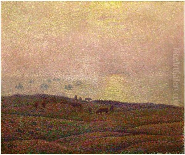 Vaches Dans Un Paysage Oil Painting by Theo van Rysselberghe