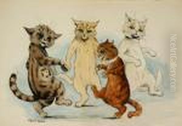 The Cake Walk Oil Painting by Louis Wain