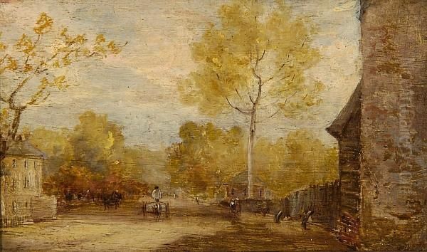 Horse And Cart In A Village Street Oil Painting by Thomas Gainsborough