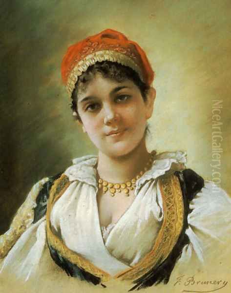 A Woodland Maiden Oil Painting by Emile Vernon
