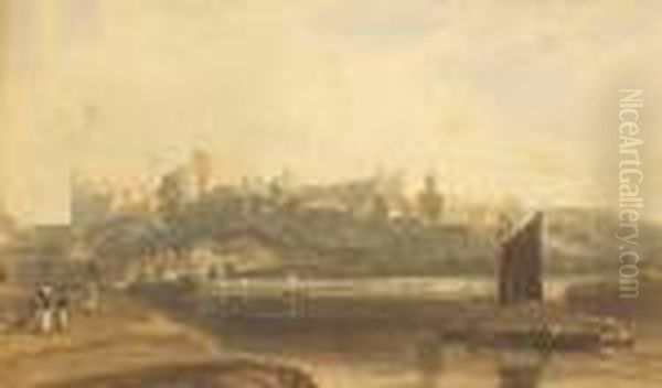 Berkshire.-[daniell (william)] 
Windsor From Eton; Windsor Castle From Brocas Meadow; Long Walk, Windsor
 Park Oil Painting by William Daniell RA