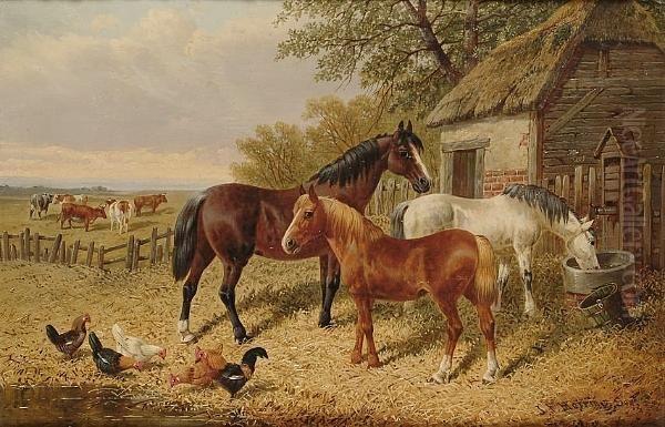 Farmyard Scene Oil Painting by John Frederick Herring Snr