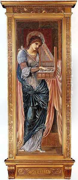St Cecilia Oil Painting by Sir Edward Coley Burne-Jones
