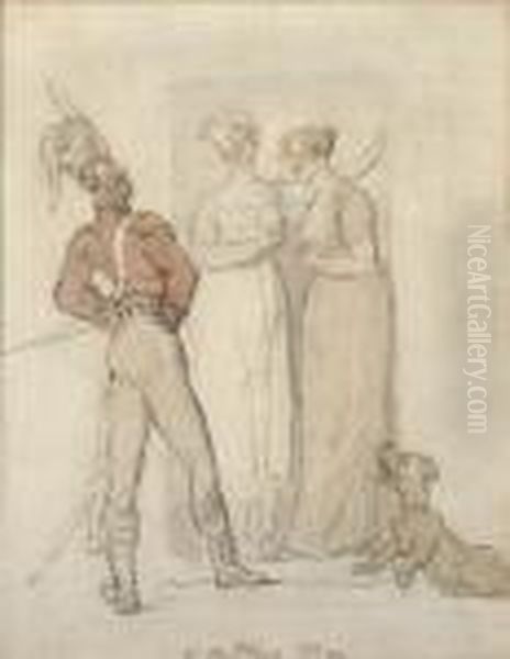 A Military Man Oil Painting by Thomas Rowlandson